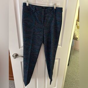 Paisley Print Dress Pants in Navy and Teal